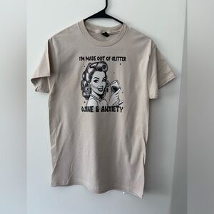 “Wine & Anxiety” Handmade Custom Graphic Tshirt
